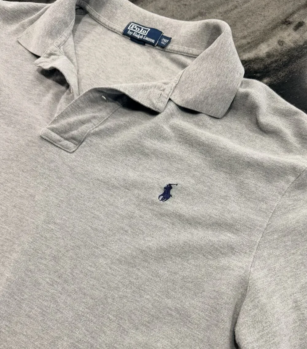 Polo Ralph Lauren Long Sleeve Polo Shirt Gray 2XLT Tall Blue Pony Cotton